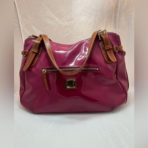 Vintage Dooney & Bourke 1975 Purple Leather Large Handbag w Shoulder Strap